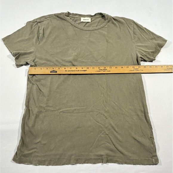Elwood Mens Olive Green Single Stitch Organic Cotton T-Shirt Distressed Tee Sz L - Picture 6 of 10